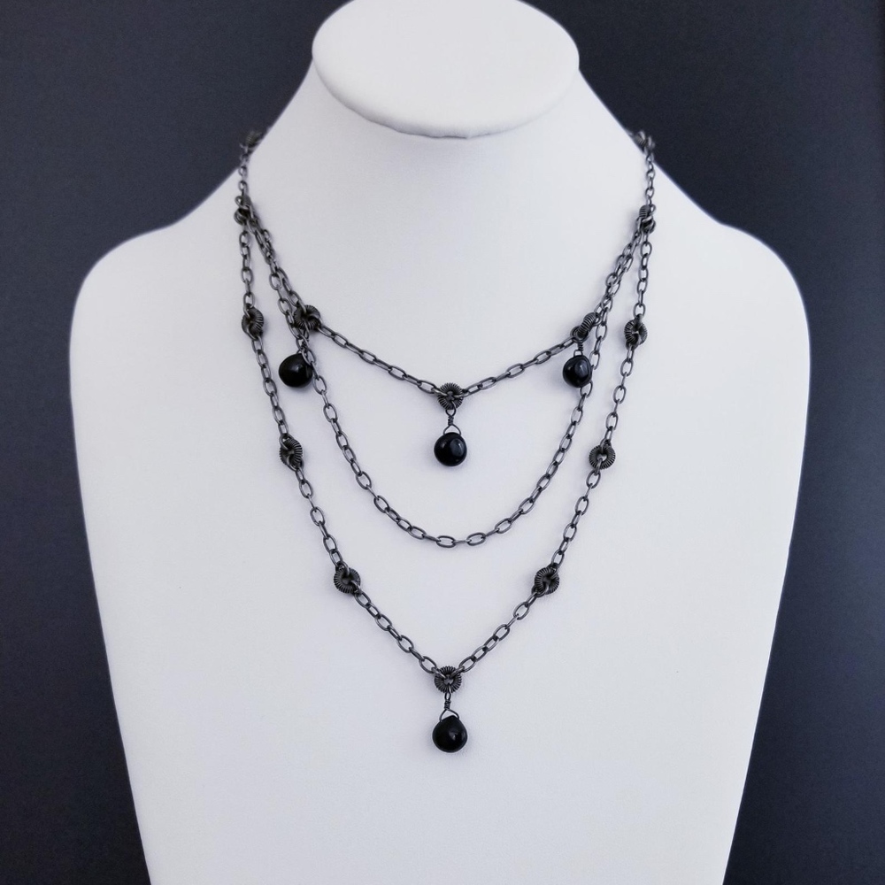 N1611 Retired Silpada Black Chalcedony Necklace
